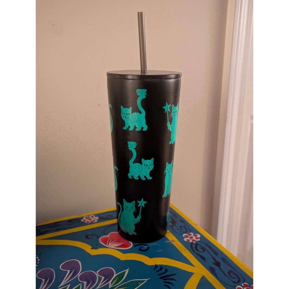 Starbucks Black Cat Tumbler glow in the dark 2026 Halloween Spooky Season Witchy